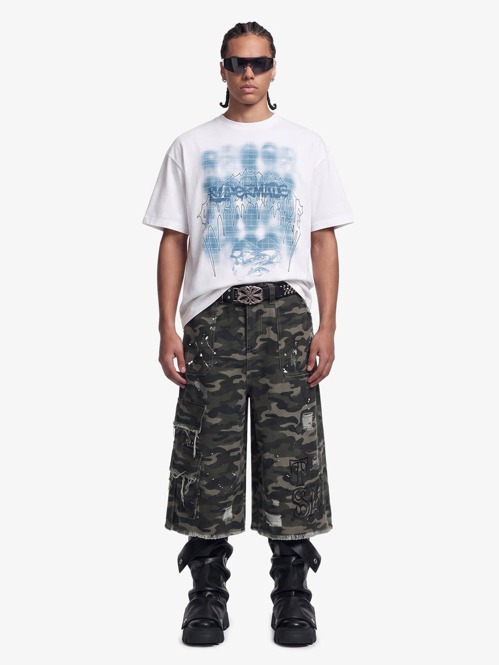 Distressed Camo Multi-Pocket Straight-Leg Jorts - 2611