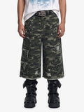 Distressed Camo Multi-Pocket Straight-Leg Jorts - 2611