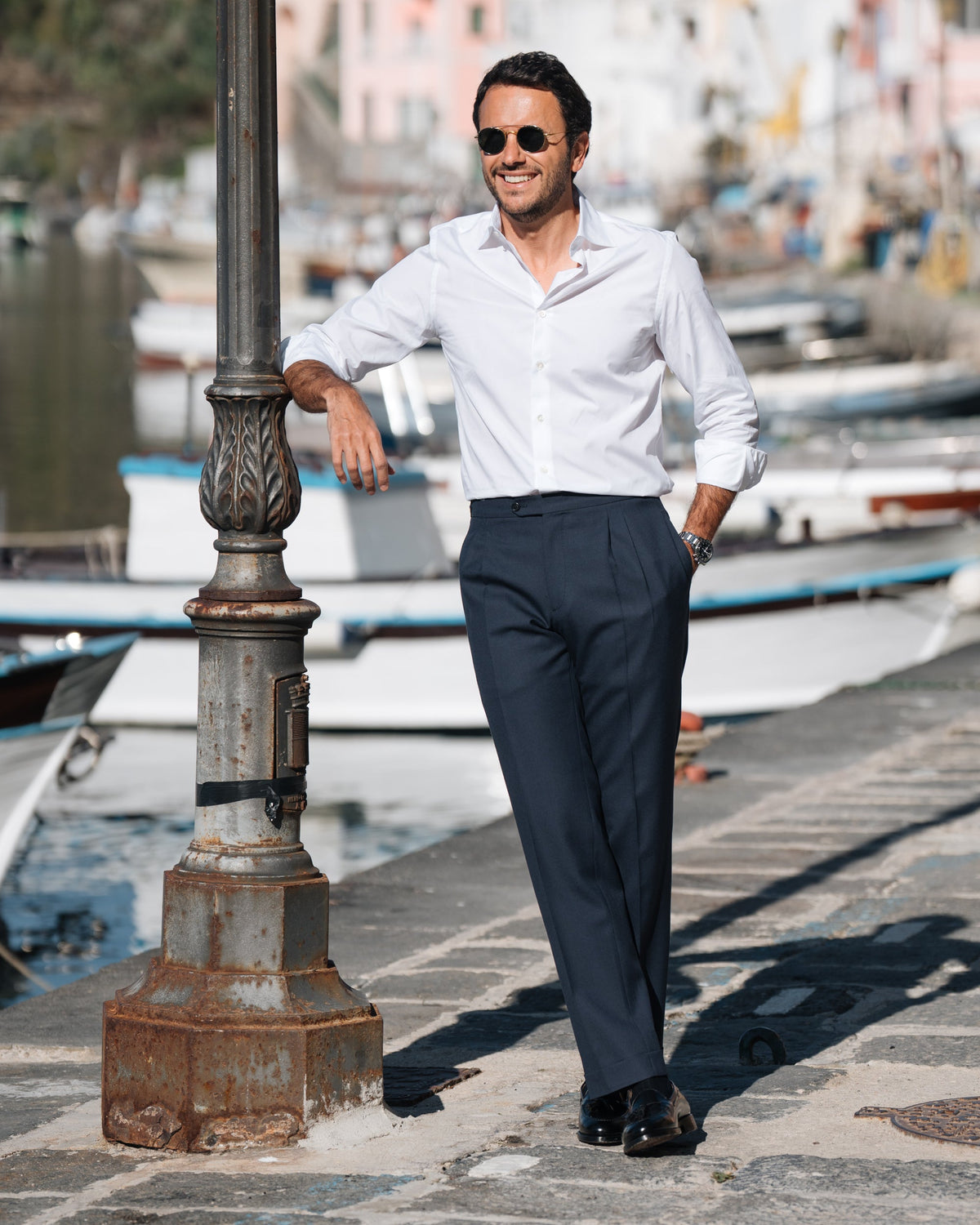 Ischia | Camicia Classica Uomo in Popeline di Cotone Bianco