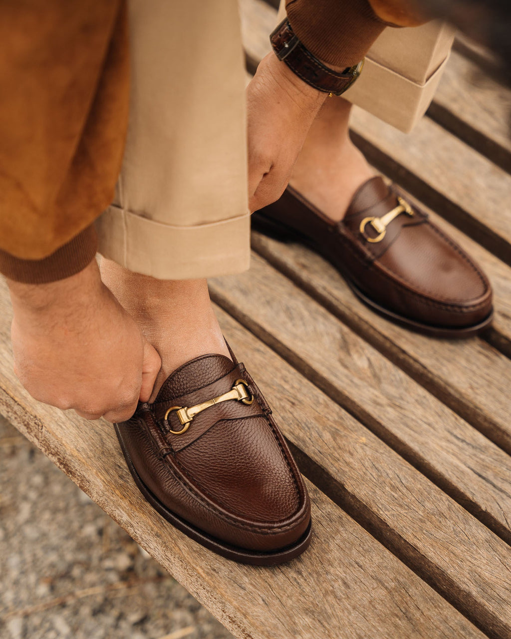 Verserat | Mocassini Penny Uomo in Pelle Martellata Marrone con Morsetto