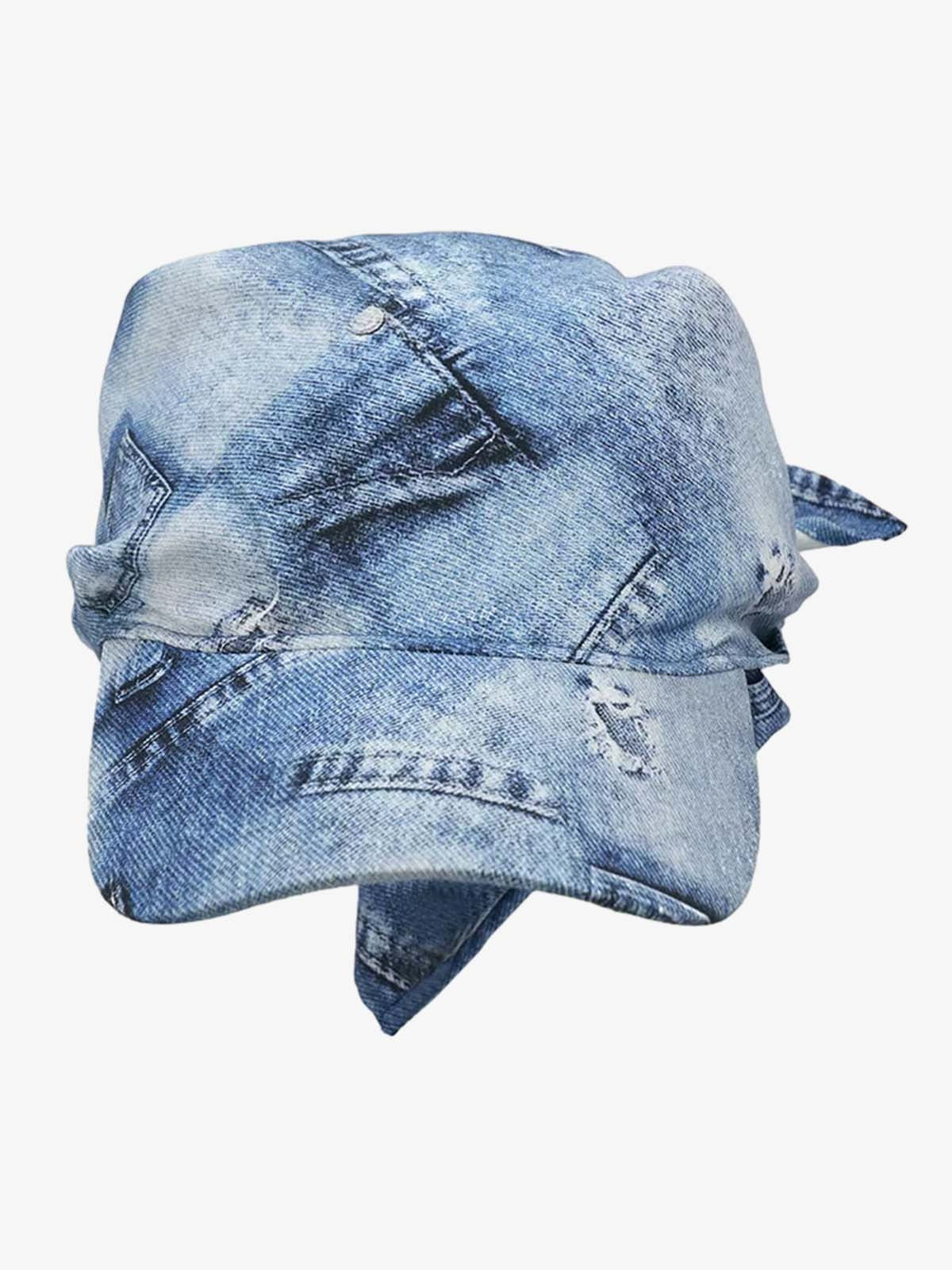 Bandana Graphic Distressed Denim Baseball Cap