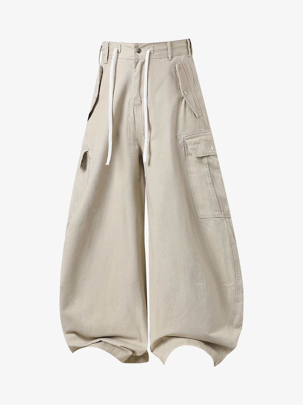 Curved-Hem Baggy Cargo Pants