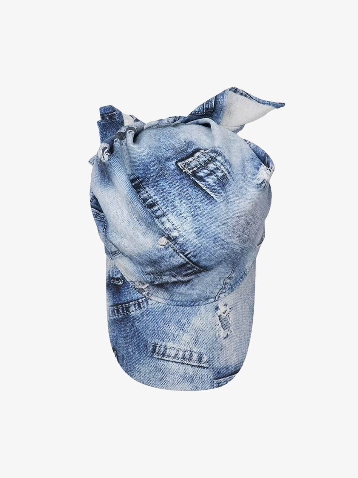 Bandana Graphic Distressed Denim Baseball Cap