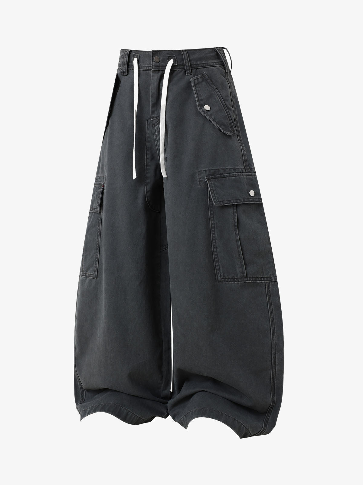 Curved-Hem Baggy Cargo Pants