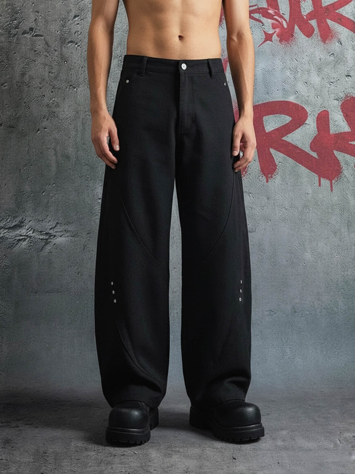 Retro Unisex Barrel Baggy Pants - 2450