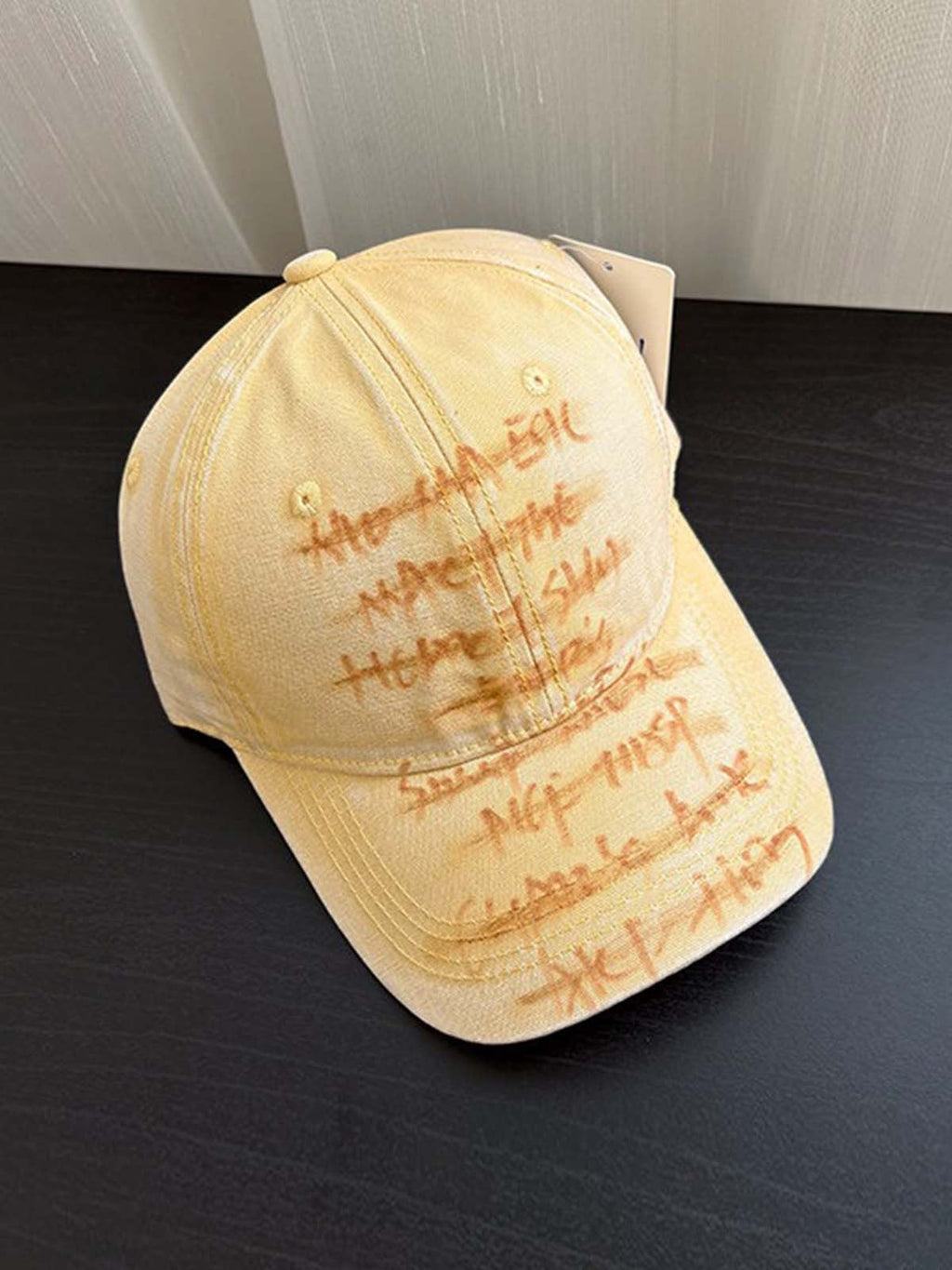 Embroidered Washed Distressed Denim Baseball Cap