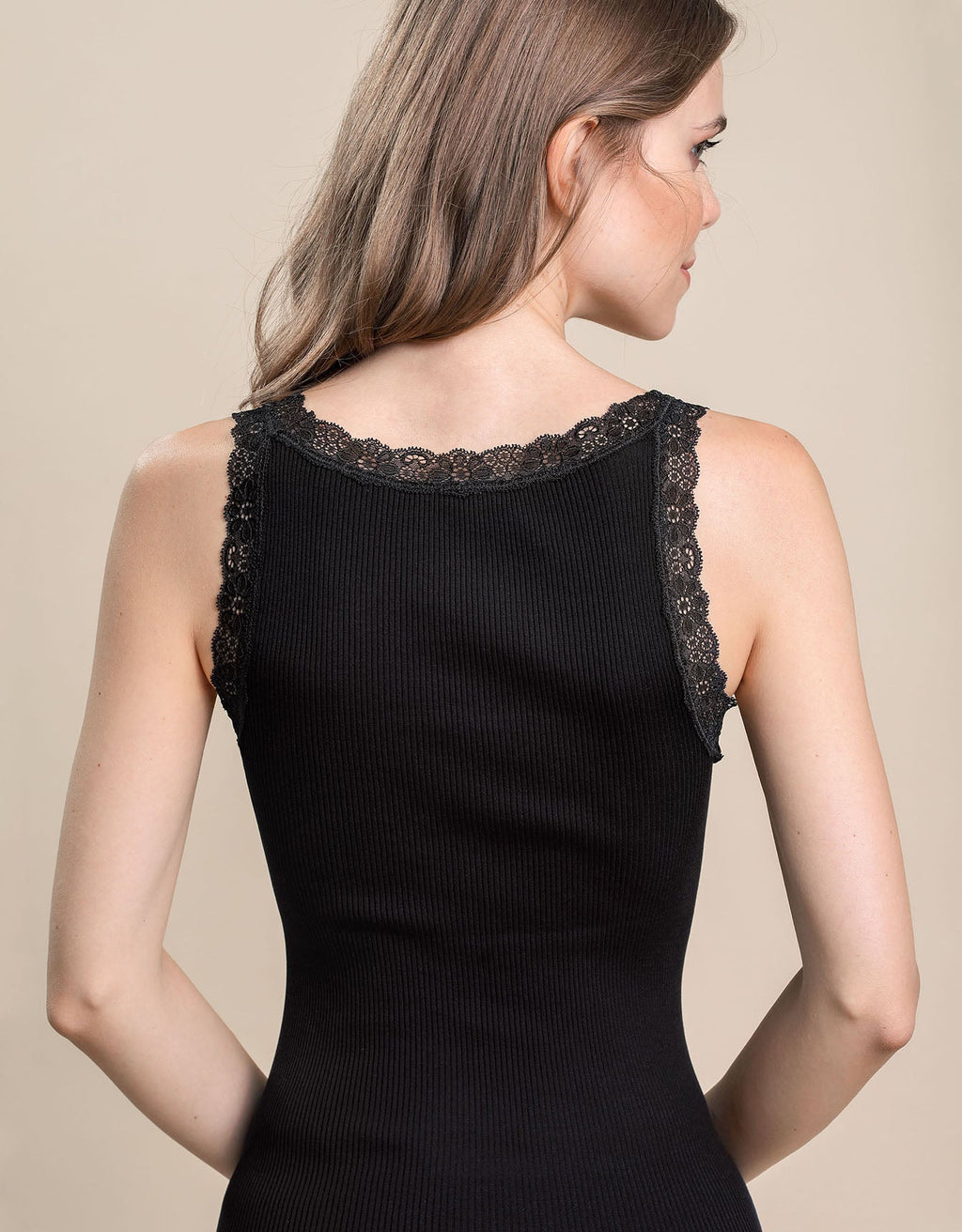 Top Lidia seta cotone spallino pizzo