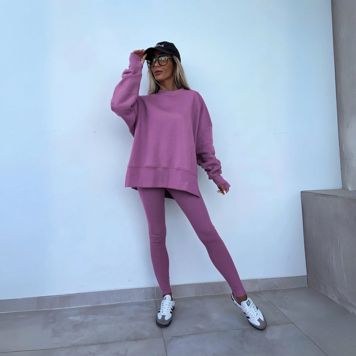 Abril | Completo Felpa Senza Cappuccio Donna Oversize Leggings