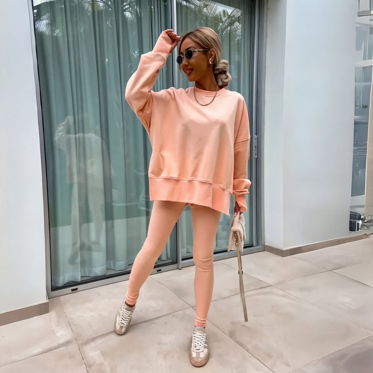 Abril | Completo Felpa Senza Cappuccio Donna Oversize Leggings