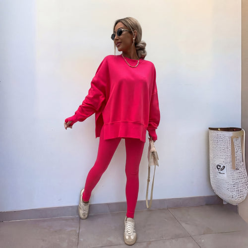 Abril | Completo Felpa Senza Cappuccio Donna Oversize Leggings