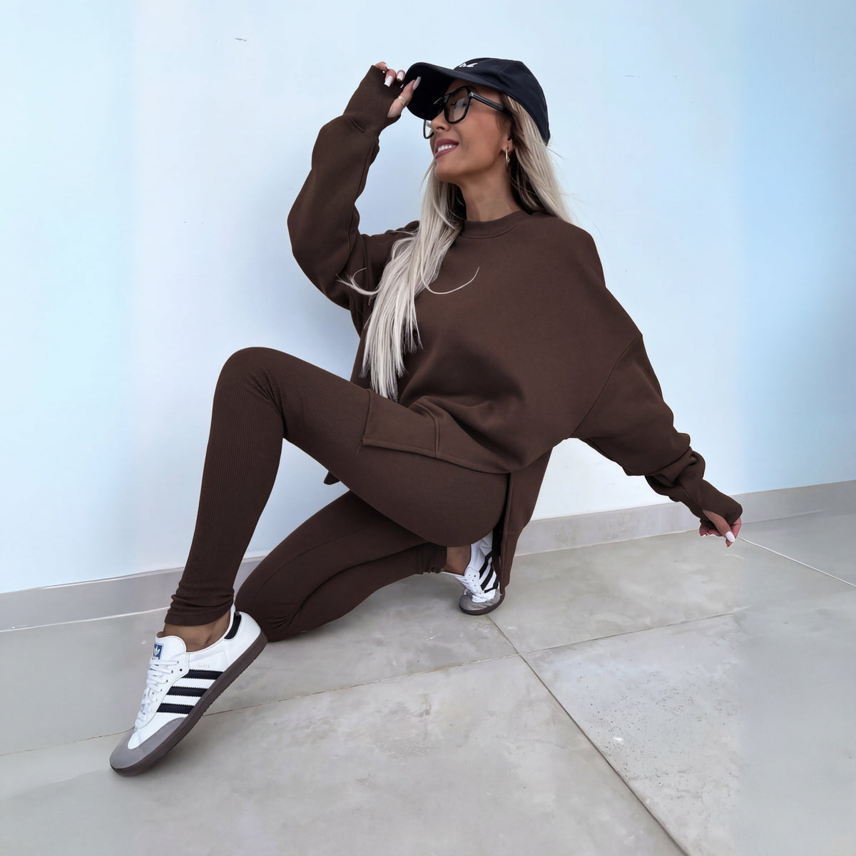 Abril | Completo Felpa Senza Cappuccio Donna Oversize Leggings