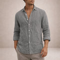 Adrián | Camicia di Lino Uomo Manica Lunga Collo Aperto