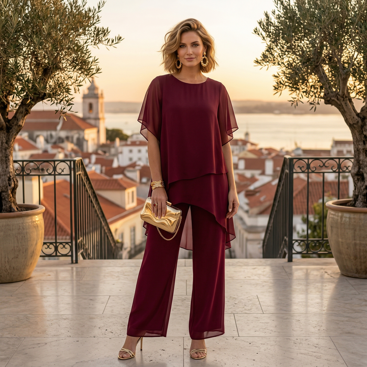Ainhoa | Completo Elegante da Cerimonia Donna Tunica Asimmetrica