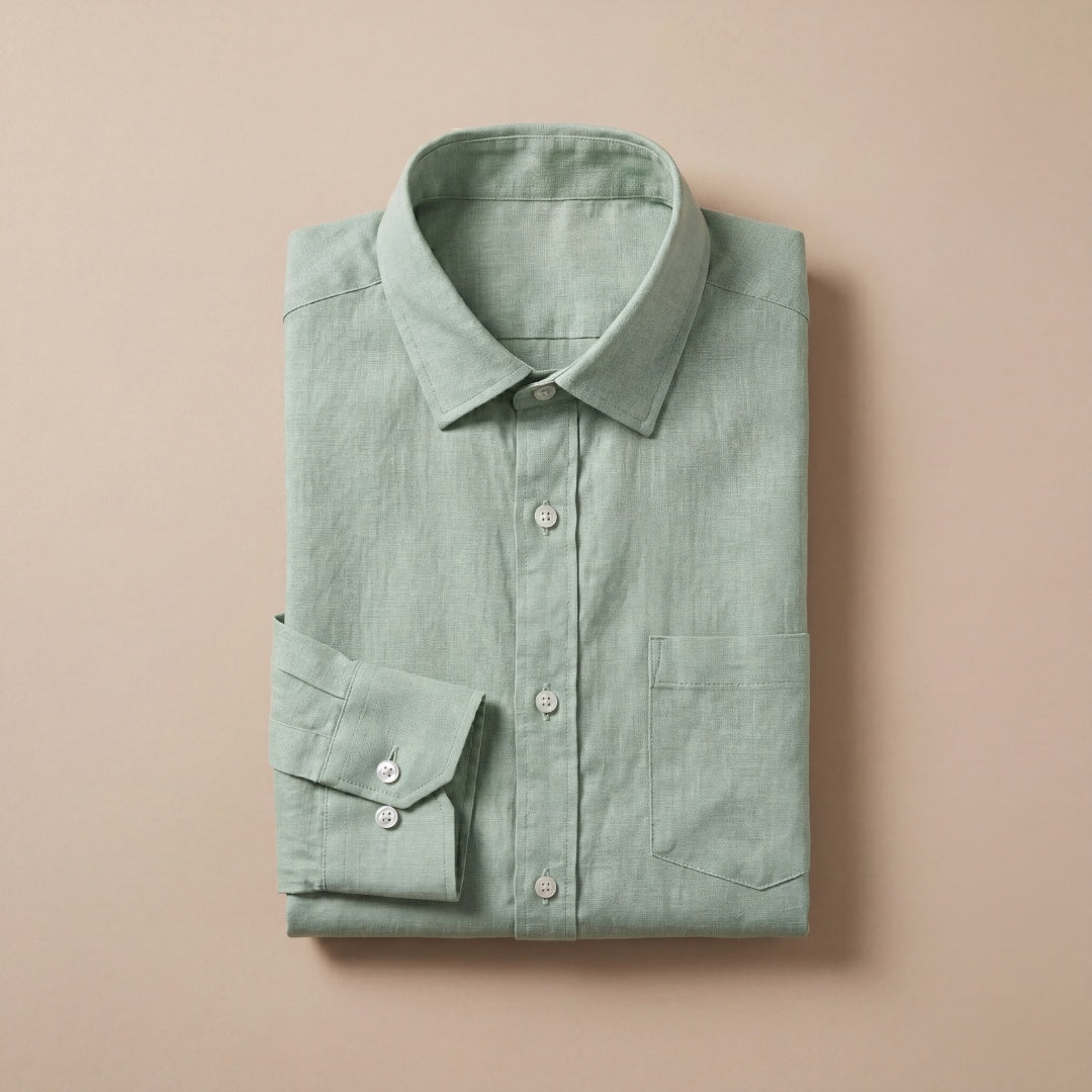 Camicia di Lino Uomo Manica Lunga con Taschino