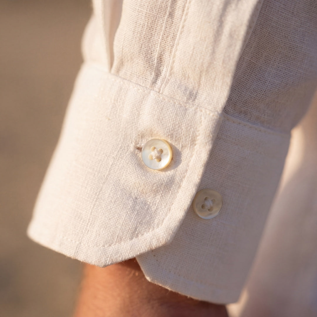 Camicia di Lino Uomo Manica Lunga con Taschino