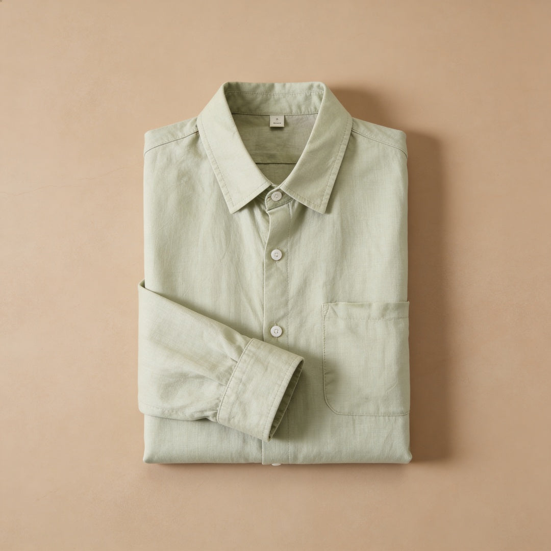 Camicia di Lino Uomo Manica Lunga con Taschino