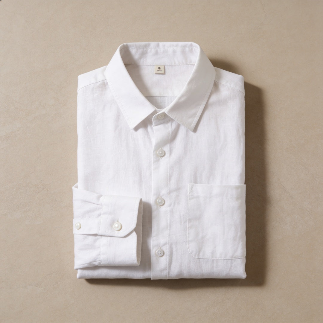 Camicia di Lino Uomo Manica Lunga con Taschino