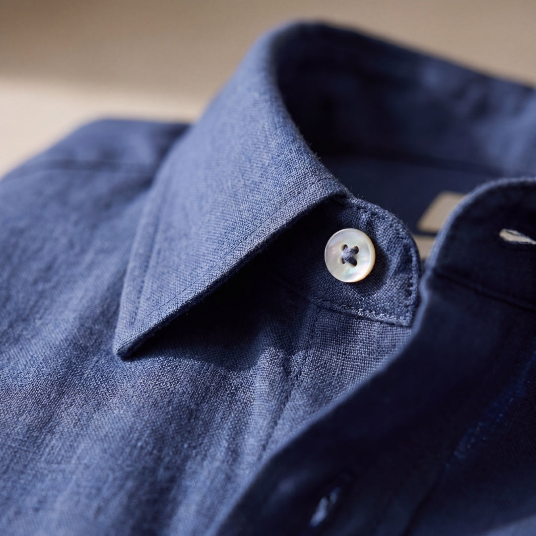 Camicia di Lino Uomo Manica Lunga con Taschino
