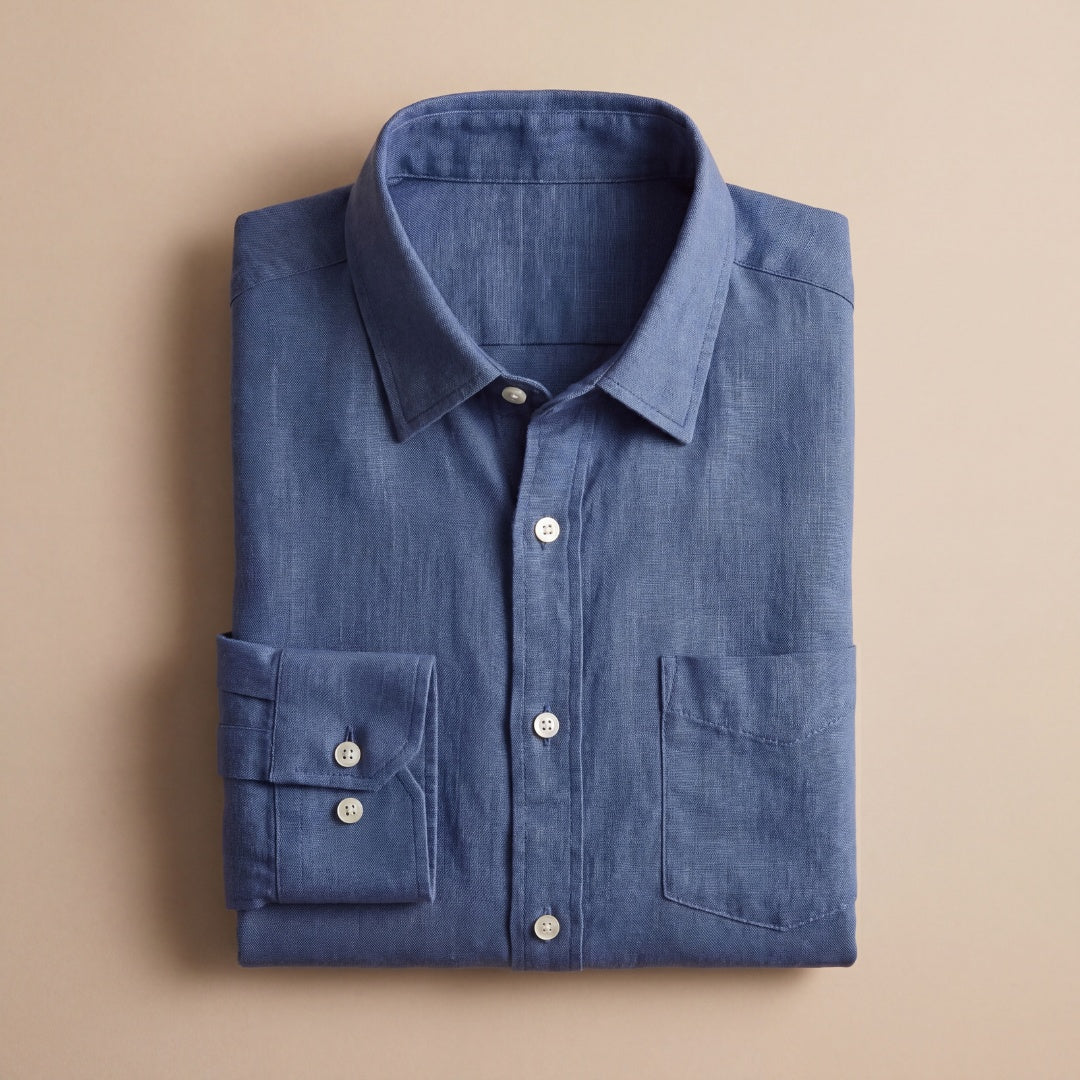Camicia di Lino Uomo Manica Lunga con Taschino