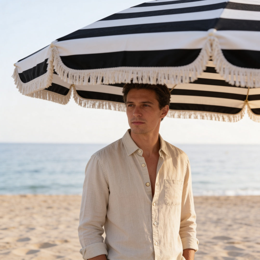 Camicia di Lino Uomo Manica Lunga con Taschino
