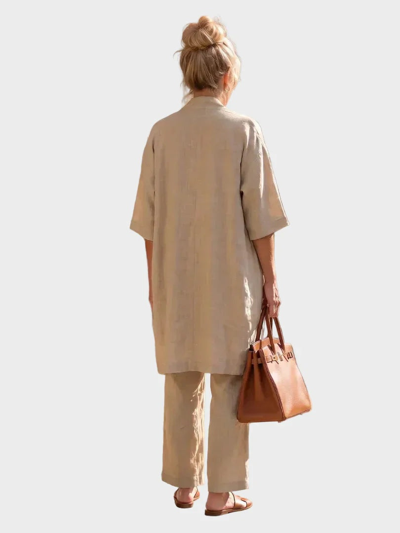 Cristina | Completo di Lino a Tre Pezzi Donna Taglio Ampio