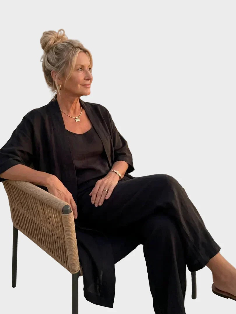 Cristina | Completo di Lino a Tre Pezzi Donna Taglio Ampio