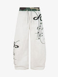 Music Note Graphic Camo Patchwork Baggy Sweatpants