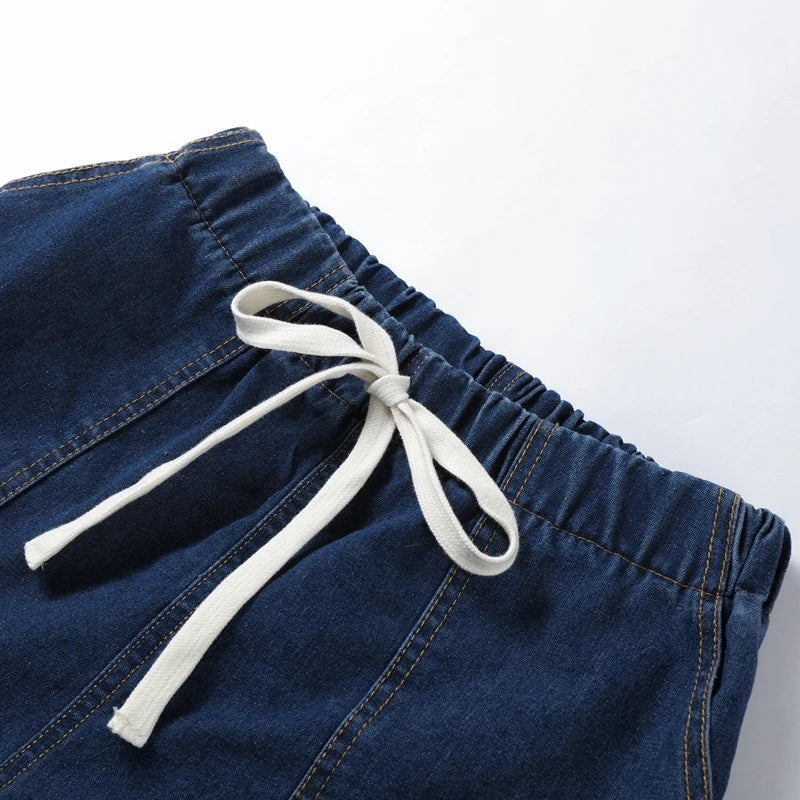 Esther | Completo in Denim Due Pezzi Donna Camicia Manica Corta Shorts