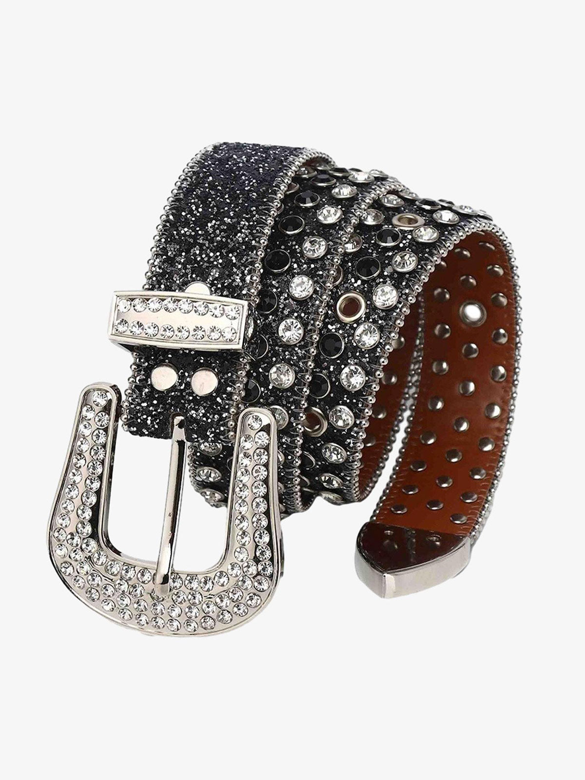 Studded Rhinestone Hip Hop Belt - 1691
