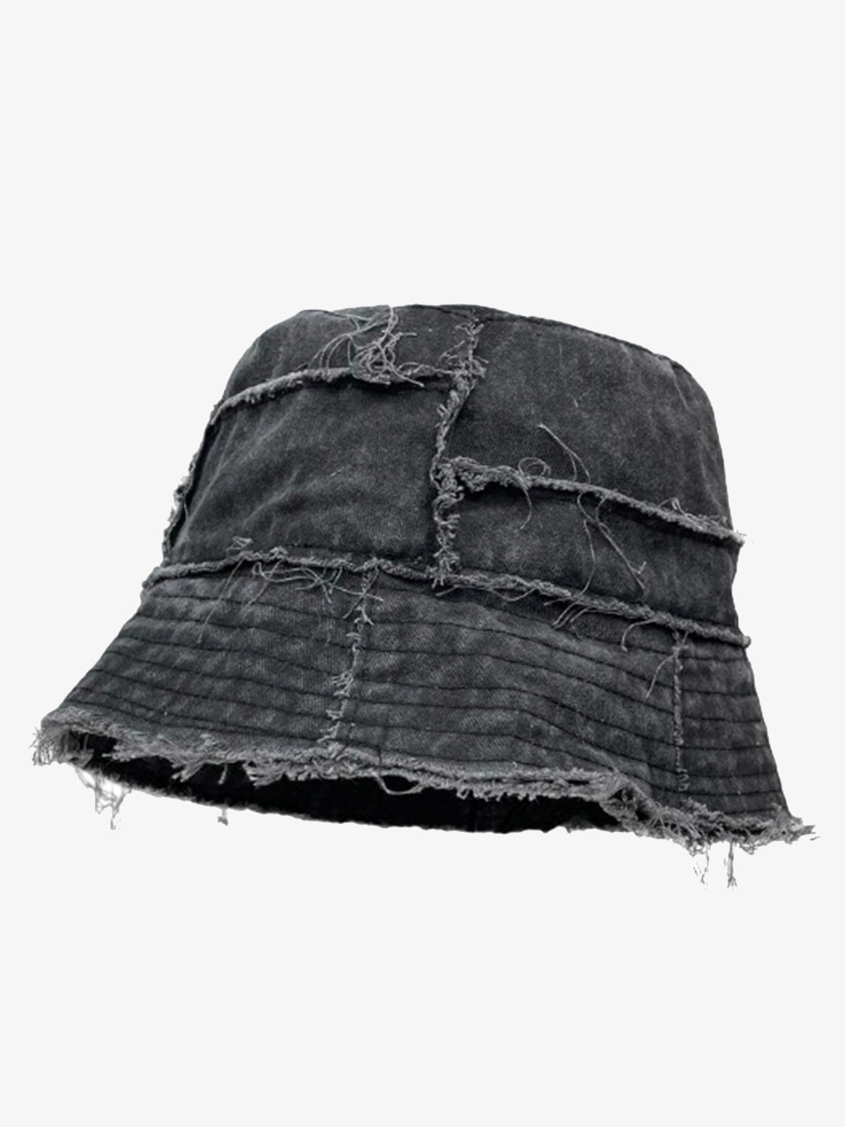Distressed Denim Raw Edge Destroyed Bucket Hat