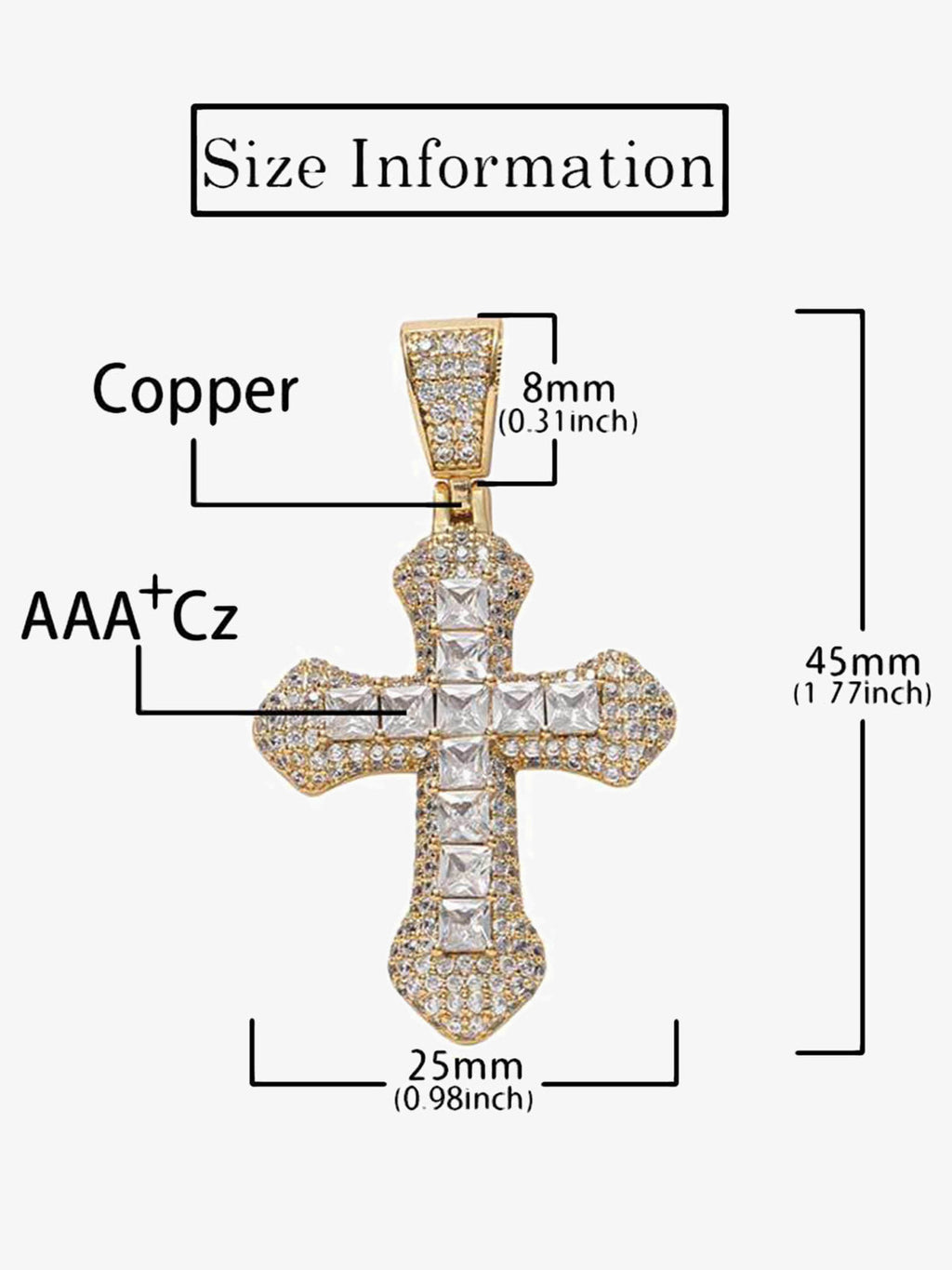 Cross Full Diamond Necklace - 1514
