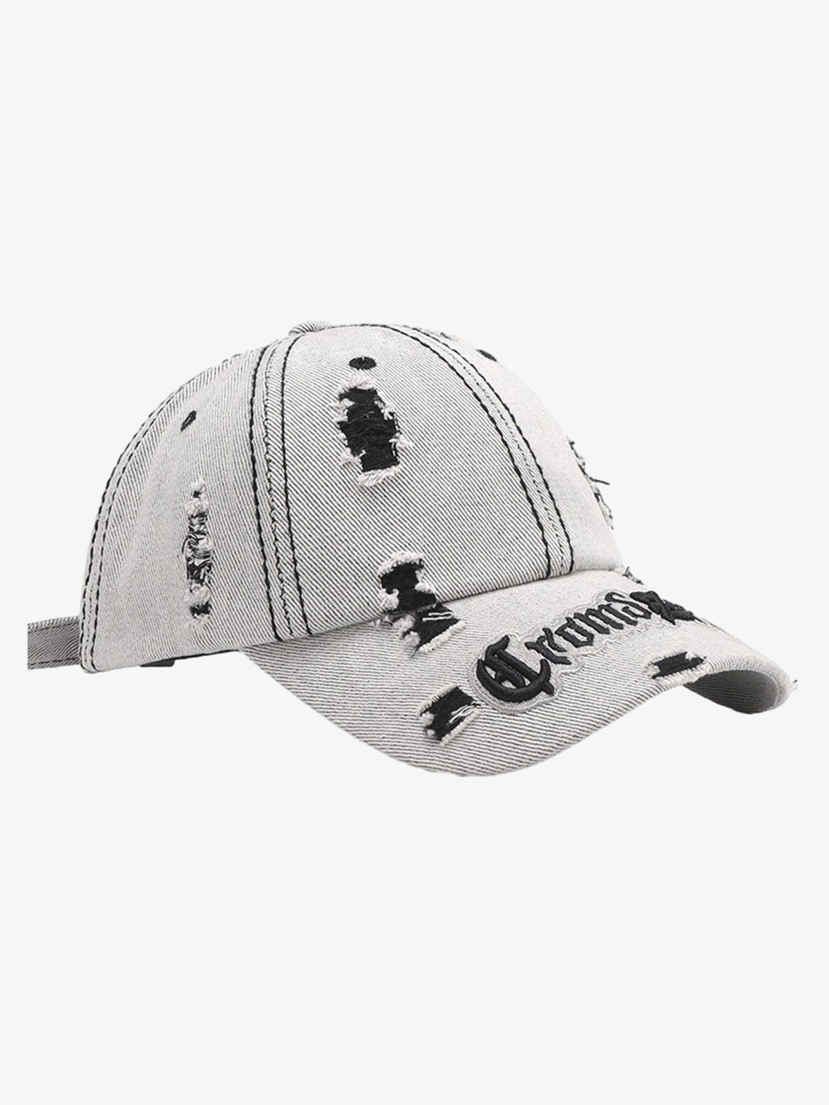 Distressed Letter Embroidery Baseball Cap