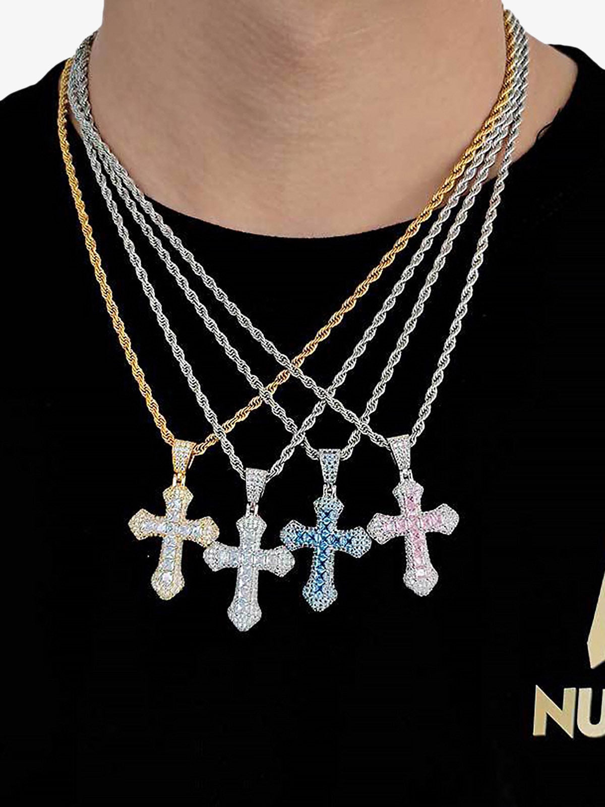 Cross Full Diamond Necklace - 1514