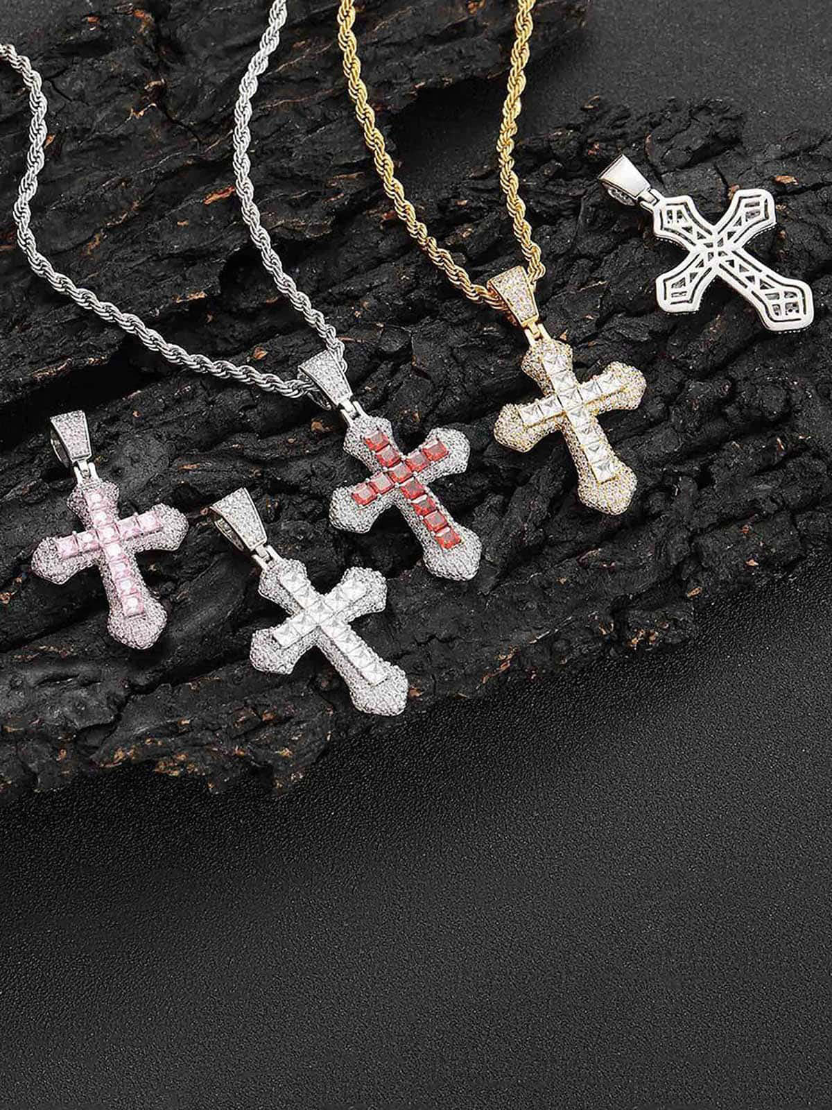 Cross Full Diamond Necklace - 1514