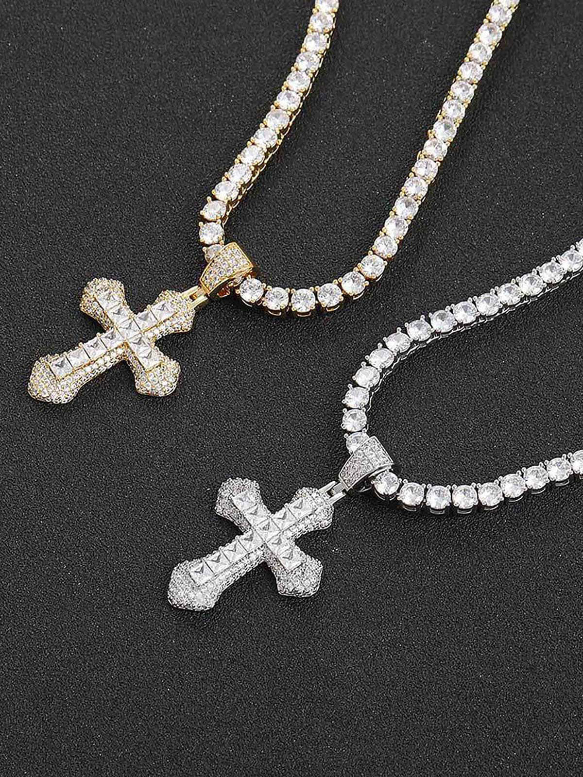 Cross Full Diamond Necklace - 1514