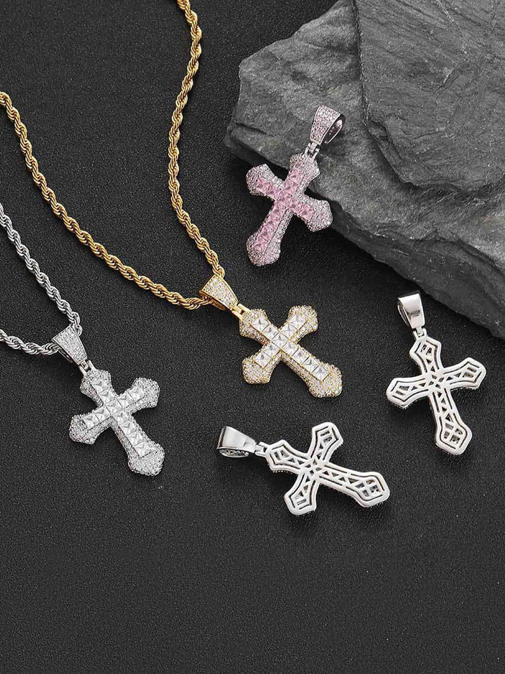 Cross Full Diamond Necklace - 1514