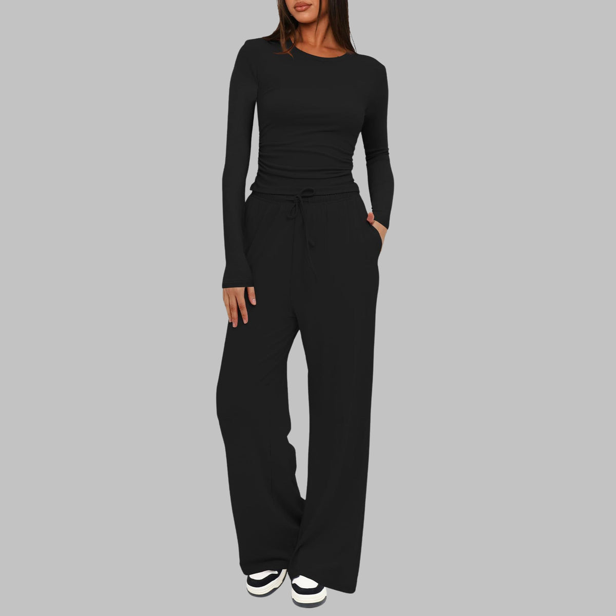 Irene | Completo Sportivo Donna Top Manica Lunga Pantalone Gamba Larga