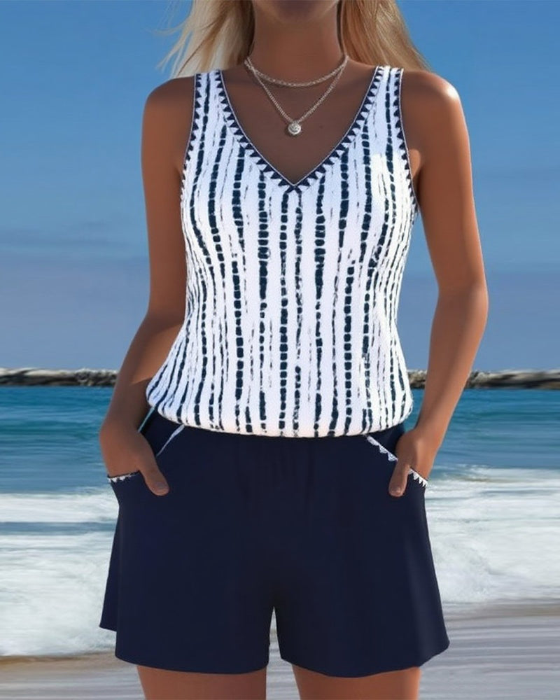 Marina | Completo da Spiaggia Due Pezzi Casual Donna Stampato Spalline