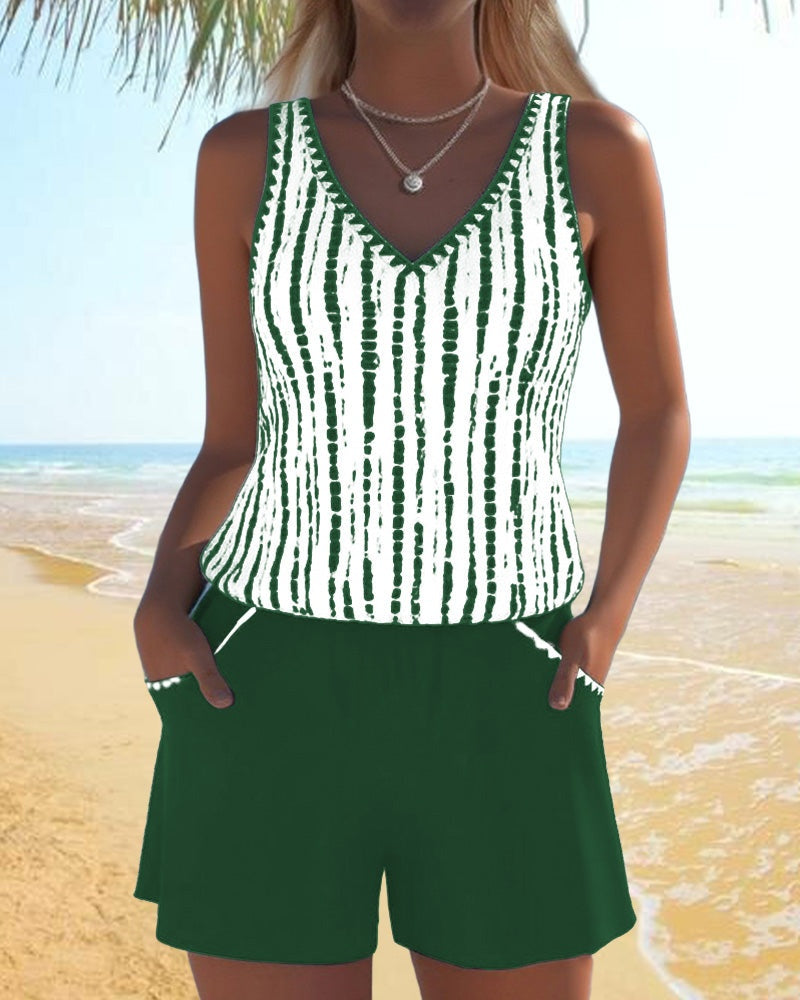 Marina | Completo da Spiaggia Due Pezzi Casual Donna Stampato Spalline