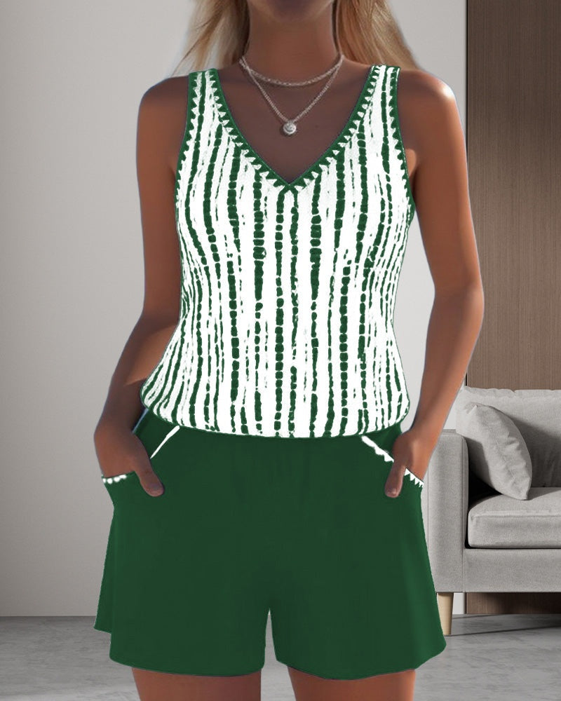 Marina | Completo da Spiaggia Due Pezzi Casual Donna Stampato Spalline