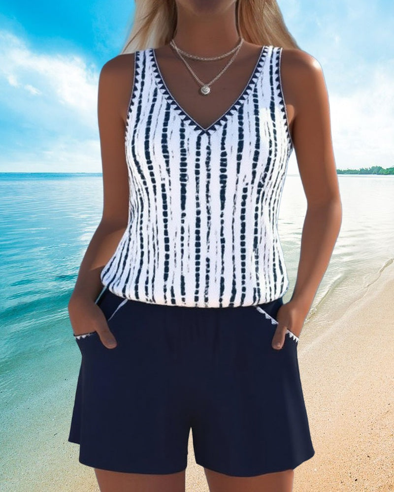 Marina | Completo da Spiaggia Due Pezzi Casual Donna Stampato Spalline