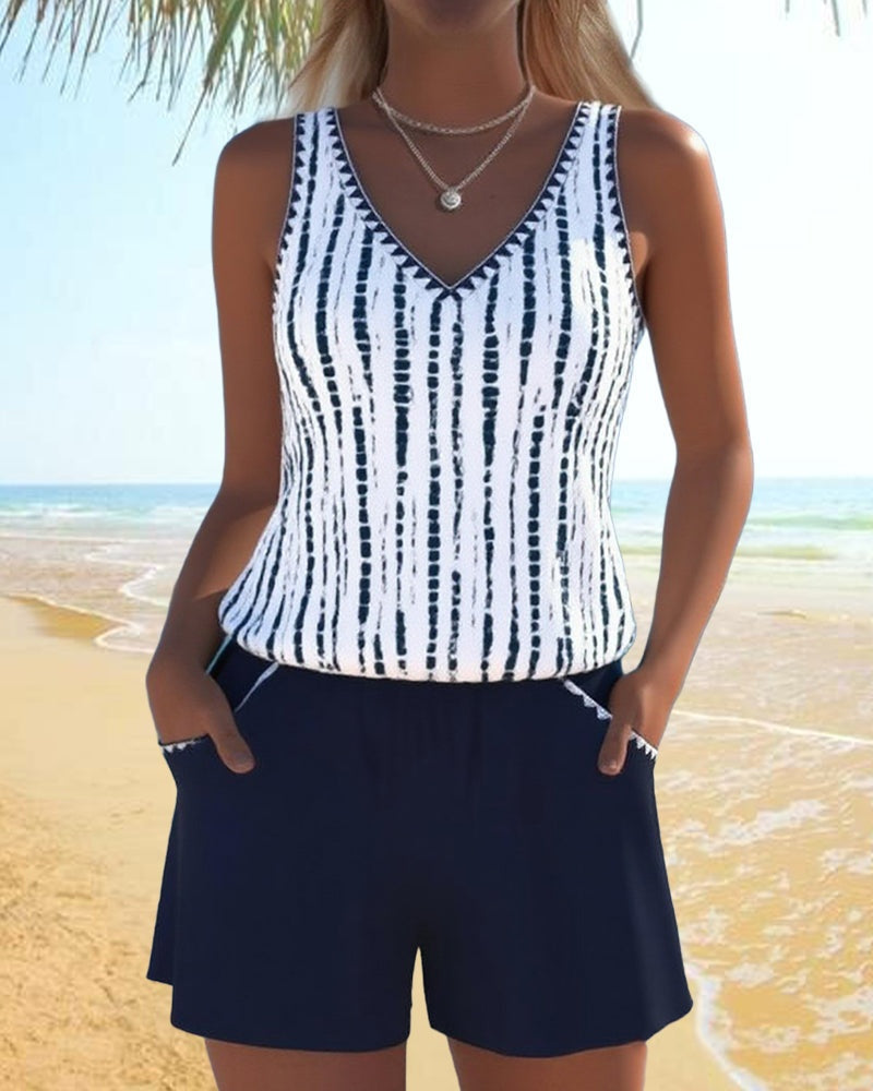 Marina | Completo da Spiaggia Due Pezzi Casual Donna Stampato Spalline