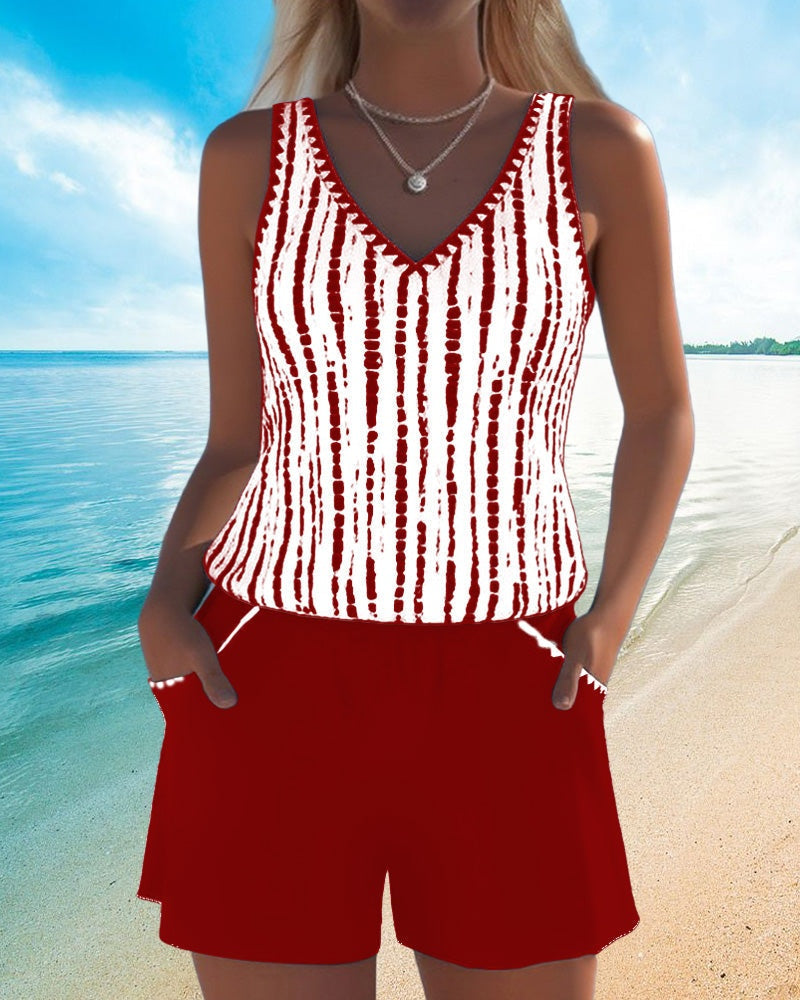 Marina | Completo da Spiaggia Due Pezzi Casual Donna Stampato Spalline