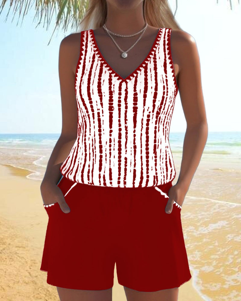 Marina | Completo da Spiaggia Due Pezzi Casual Donna Stampato Spalline