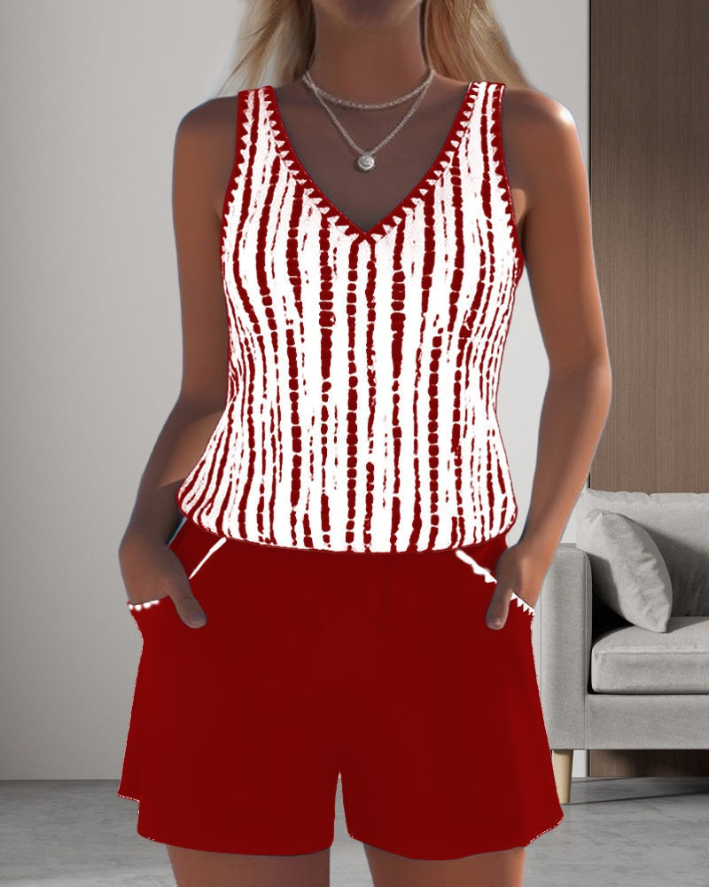 Marina | Completo da Spiaggia Due Pezzi Casual Donna Stampato Spalline