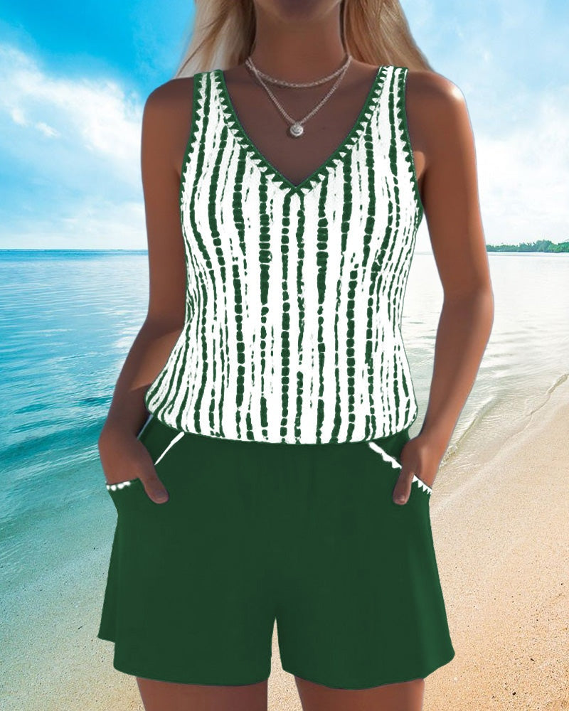 Marina | Completo da Spiaggia Due Pezzi Casual Donna Stampato Spalline