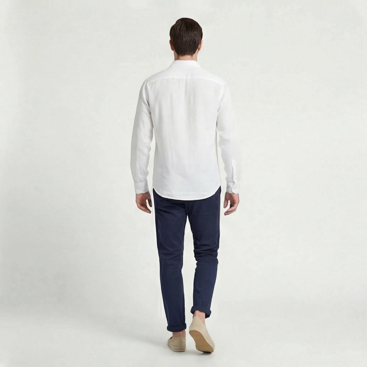 Camicia di Lino Manica Lunga Uomo con Taschino