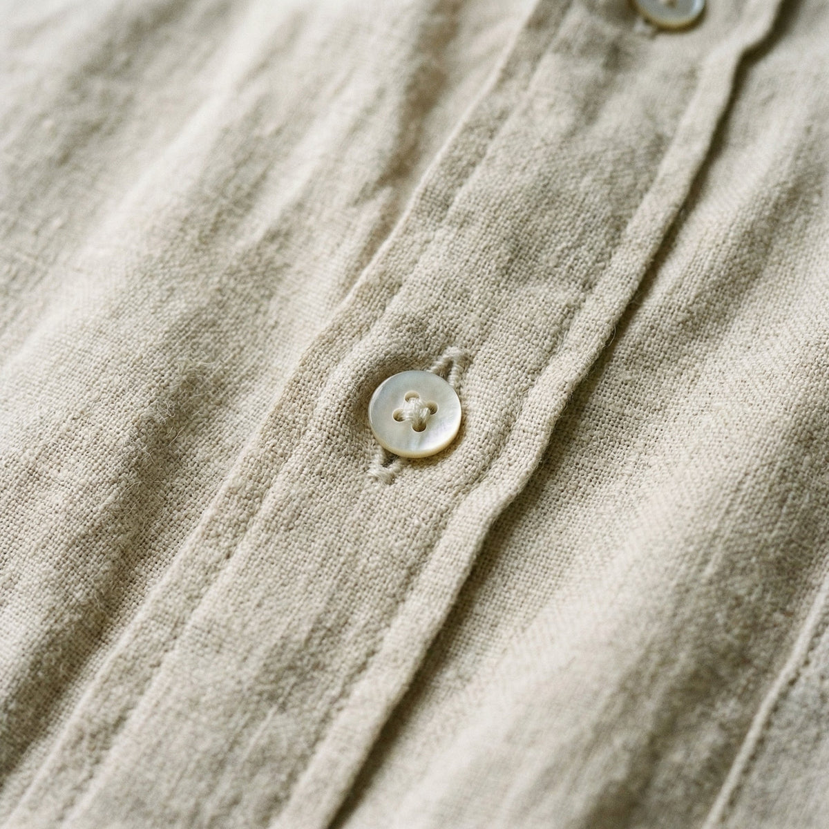 Camicia di Lino Manica Lunga Uomo con Taschino