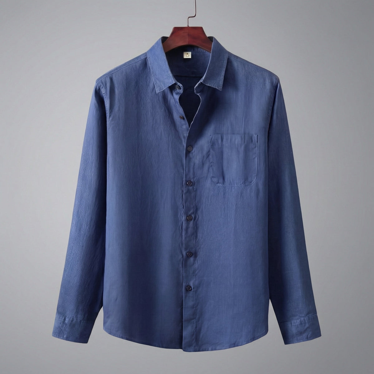 Camicia di Lino Manica Lunga Uomo con Taschino