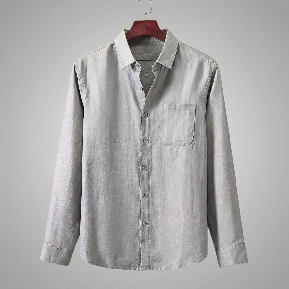 Camicia di Lino Manica Lunga Uomo con Taschino